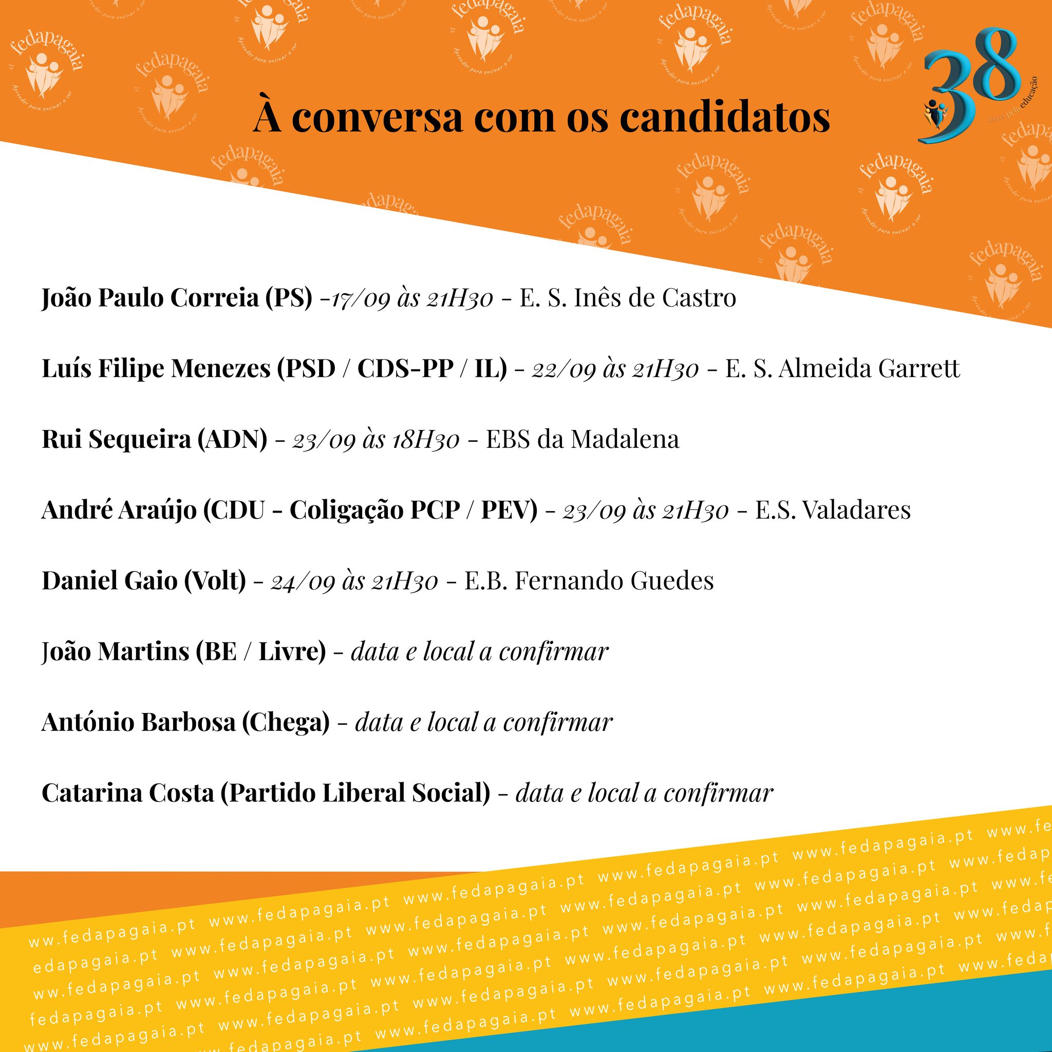 Calendário divulgado pela FEDAPAGAIA