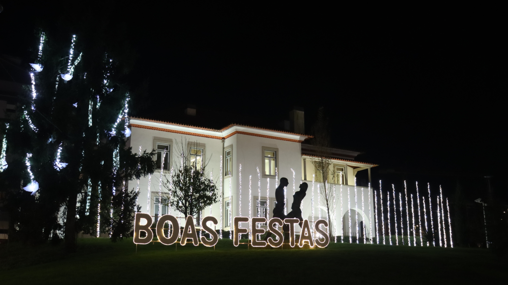 Casa da Presidência com mensagem de Boas Festas.